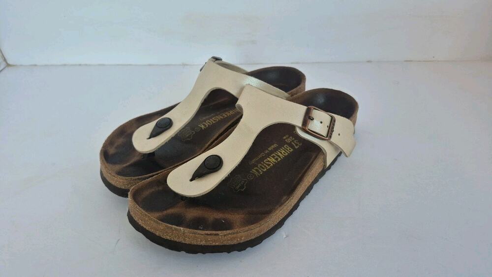 Birkenstock Gizeh Womens Thong Sandals Pearly Beige Birko Flor EU 37 SIZE 6.5